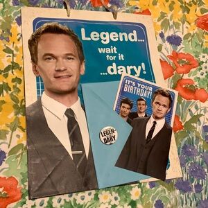 HIMYM Barney Stinson Bundle (Birthday Card, Gift Bag, $ Legendary Pin) AS IS
